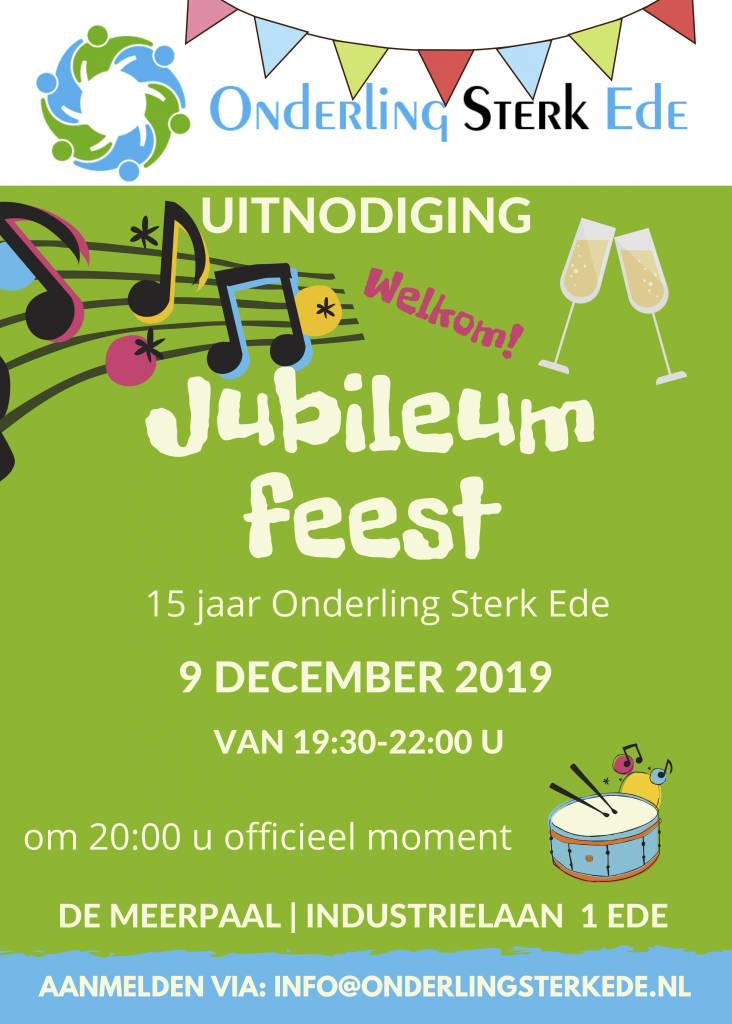 flyer uitnodiging jubileumfeest 9 december 2019