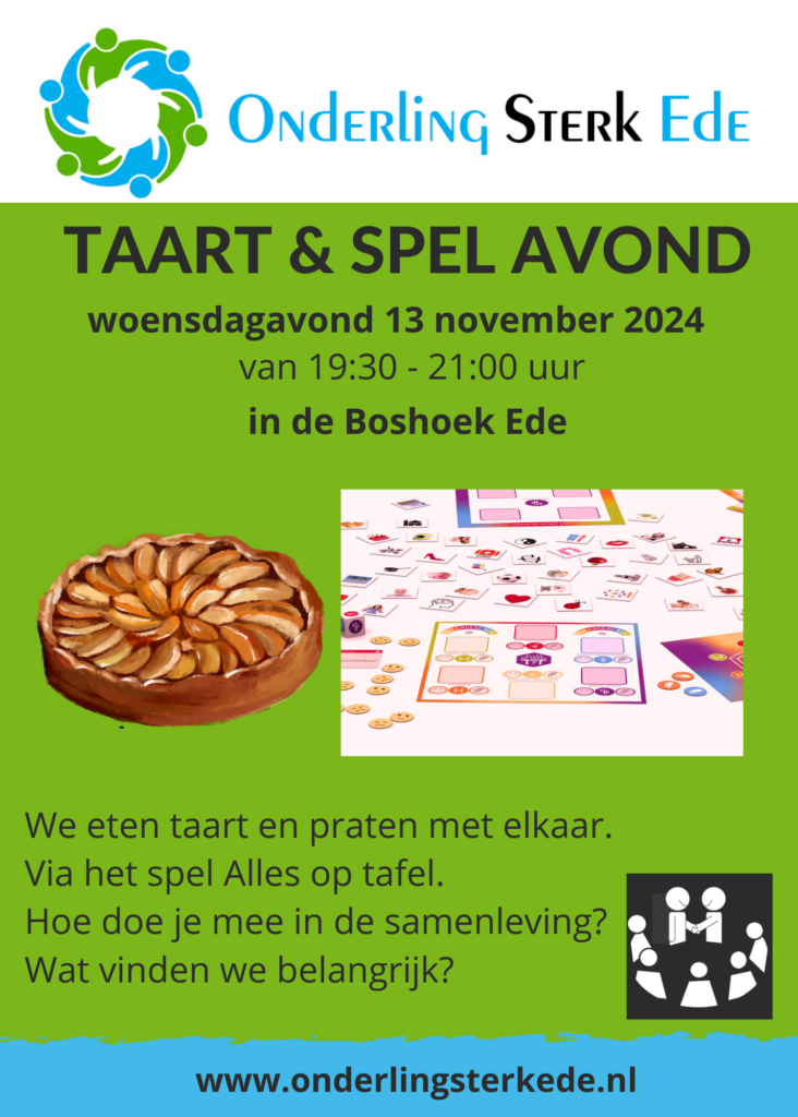 flyer Taart en Spel avond 13 november 2024