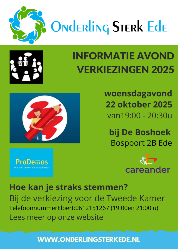 affiche van de thema avond op 22 oktober 2025 over verkiezingen van de Tweede Kamer